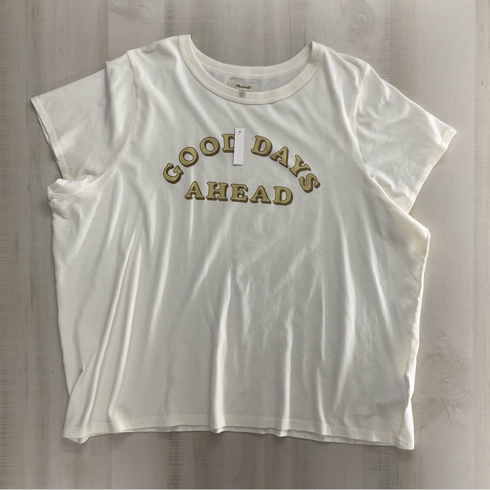 nwt MADEWELL good days ahead cotton cream soft graphic tee shirt top 2X